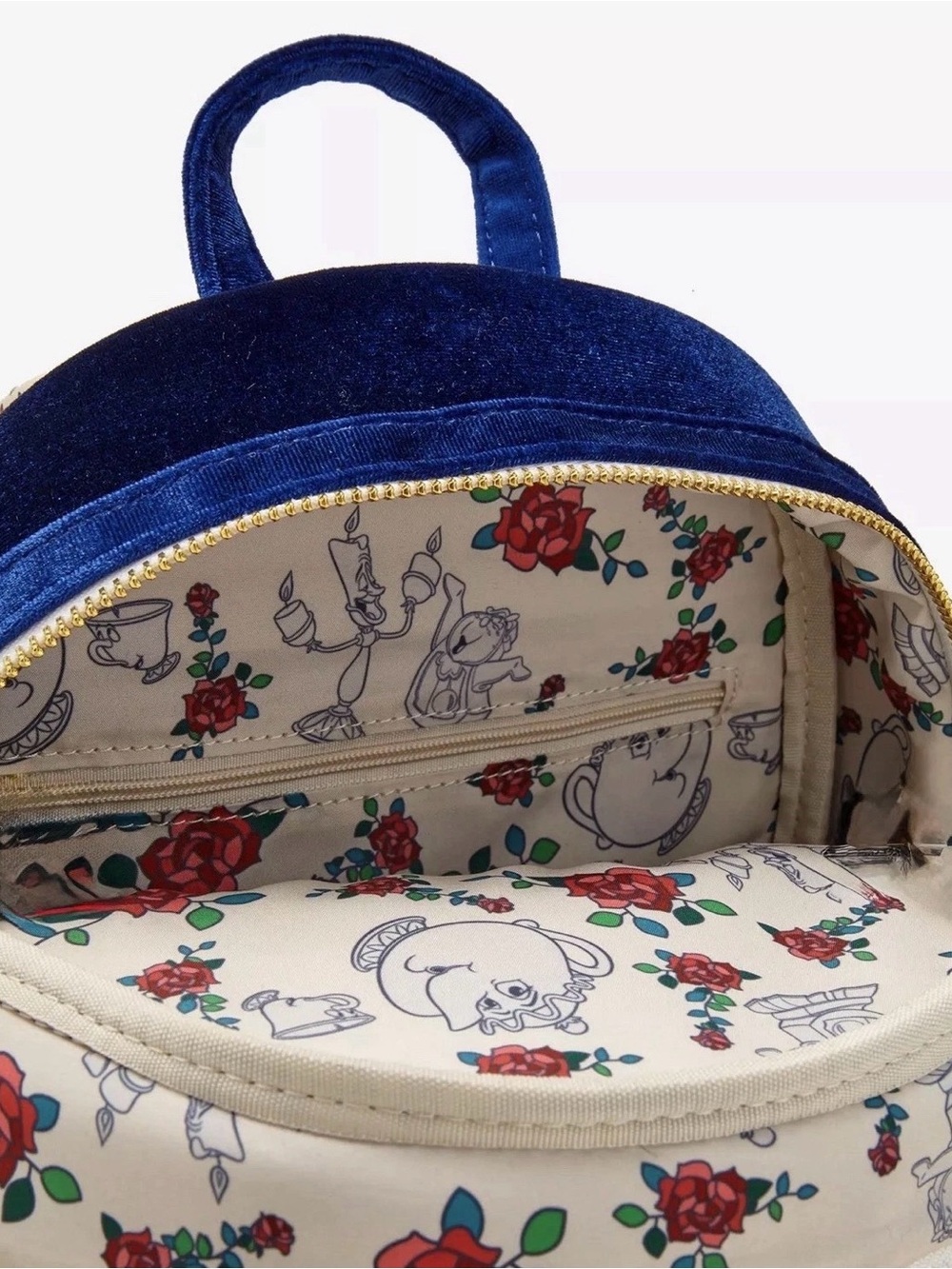 Disney Loungefly Beauty & the Beast BELLE Ballroom Blue Velvet Curtains Backpack - Picture 4 of 5